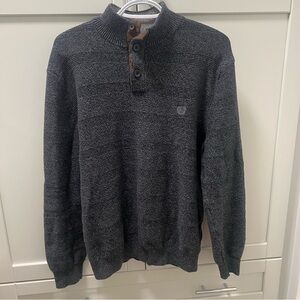 CHAPS Knit Navy Sweater with Button Neck - Men's Size Medium